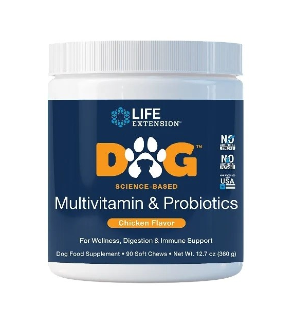 LIFE EXTENSION Dog  Multivitamin & Probiotics - Multiwitaminy i Probiotyki (90 żujek)