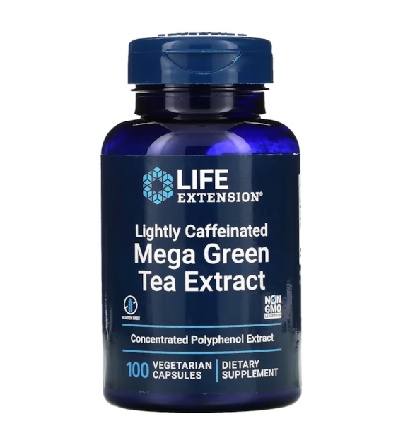LIFE EXTENSION Lightly Caffeinated Mega Green Tea Extract  (100 vcaps)