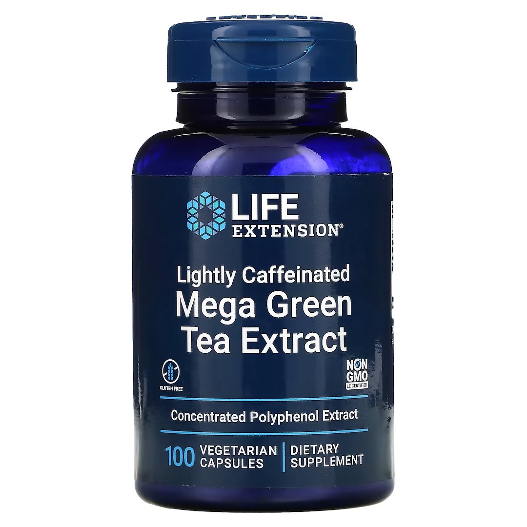 LIFE EXTENSION Lightly Caffeinated Mega Green Tea Extract  (100 vcaps)