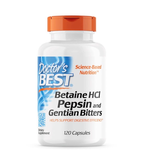 DOCTOR'S BEST Betaine Hcl Pepsin & Gentian Bitters (120 caps)