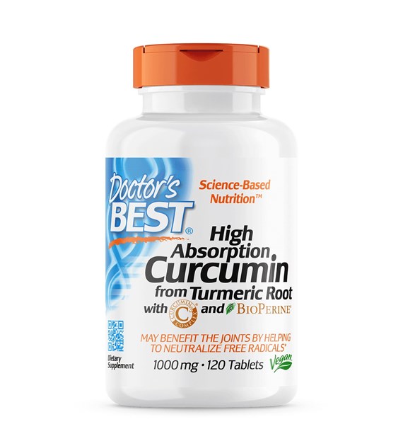 DOCTOR'S BEST High Absorption Curcumin From Turmeric Root with C3 Complex & Bioperine, 1000 mg (120 tabs)