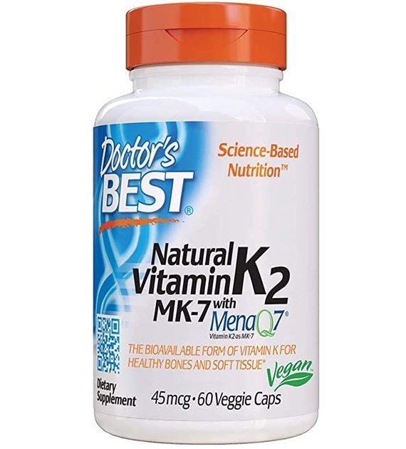 DOCTOR'S BEST Natural Vitamin K2 Mk7 with Menaq7, 45 mcg (60 vcaps)
