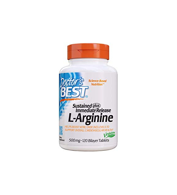 DOCTOR'S BEST Sustained Plus Immediate Release L-Arginine 500 mg (120 tabl.)