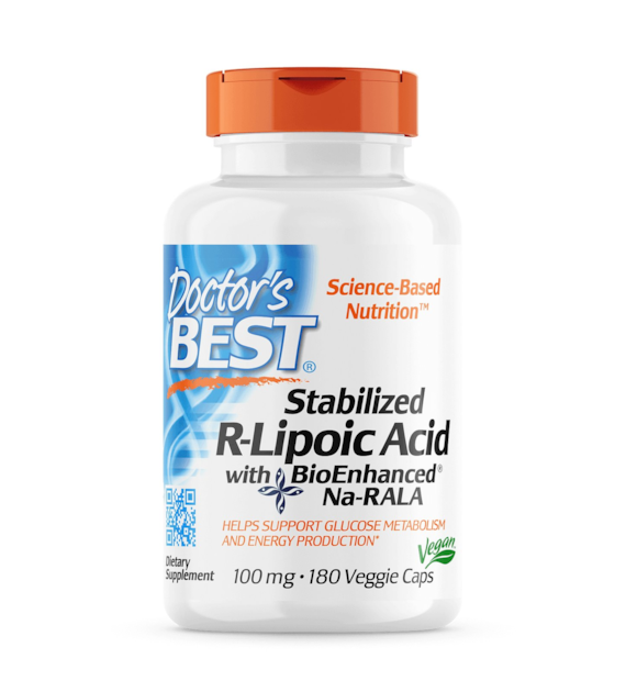 DOCTOR'S BEST Stabilized R-Lipoic Acid with Bioenhanced Na-Rala, 100 mg (180 vcaps)