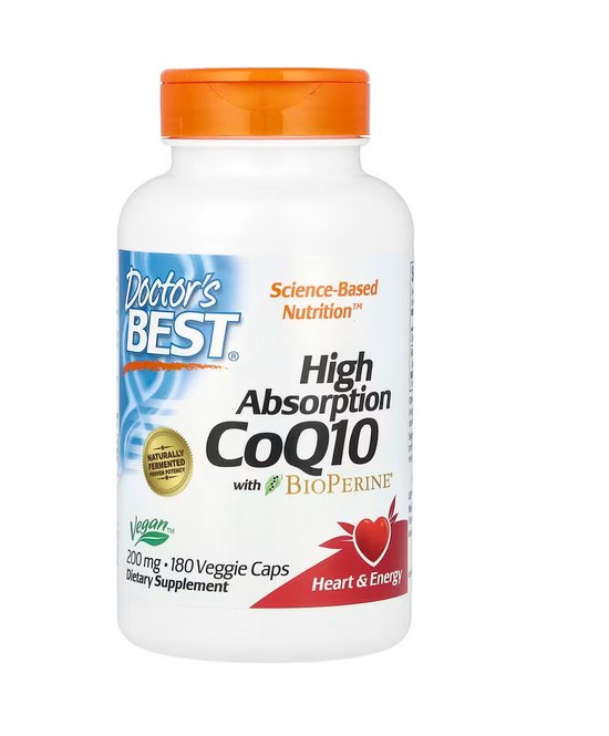 DOCTOR'S BEST Koenzym Q10 200 mg i Piperyna BioPerine - Vegan (180 kaps.)