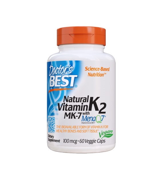 DOCTOR'S BEST Natural Vitamin K2 Mk7 with Menaq7, 100 mcg (60 vcaps)