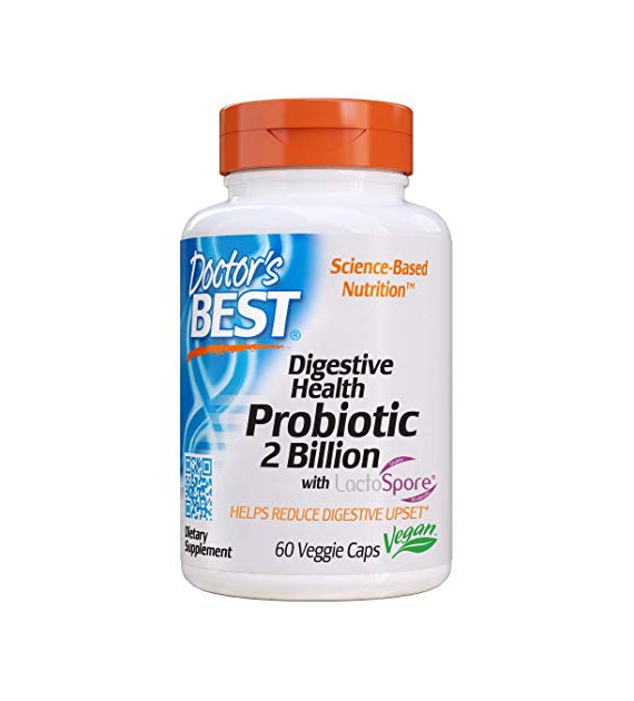 DOCTOR'S BEST Digestive Health Probiotic with LactoSpore - Probiotyk 2 miliardy CFU (60 kaps.)