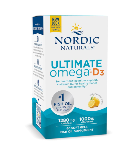 NORDIC NATURALS Ultimate Omega-D3, 1280 mg Lemon (60 sgels)