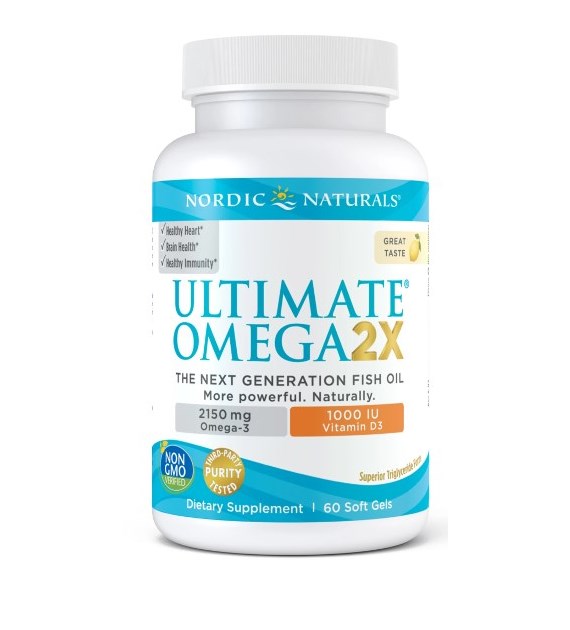 NORDIC NATURALS Ultimate Omega 2X with Vitamin D3, 2150 mg Lemon (60 sgels)