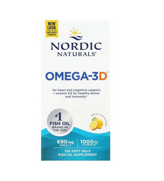 NORDIC NATURALS Omega-3D, 690 mg Lemon (120 sgels)