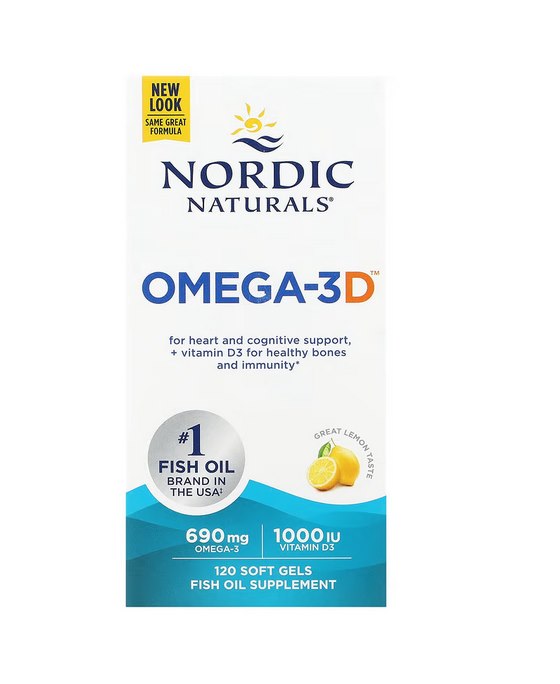 NORDIC NATURALS Omega-3D, 690 mg Lemon (120 sgels)