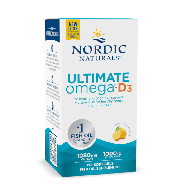 NORDIC NATURALS Ultimate Omega-D3, 1280 mg Lemon (120 sgels)