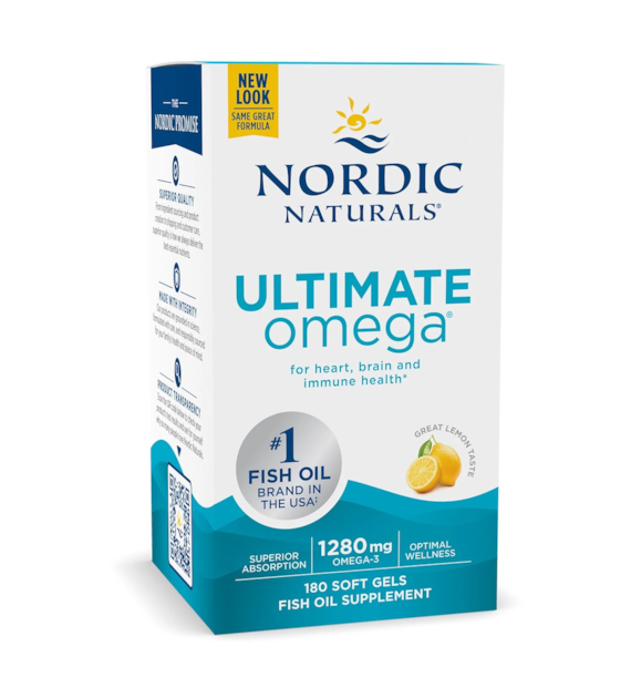 NORDIC NATURALS Ultimate Omega, 1280 mg Lemon Flavor (180 sgels)