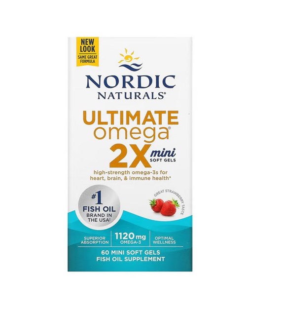 NORDIC NATURALS Ultimate Omega 2X Mini, 1120 mg Strawberry (60 mini sgels)