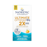NORDIC NATURALS Ultimate Omega 2X Mini with Vitamin D3, 1120 mg Lemon (60 sgels)