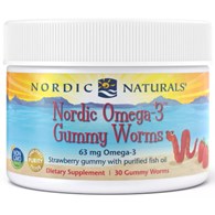 NORDIC NATURALS Nordic Omega-3 Gummy Worms, 63 mg Strawberry (30 gummy worms)