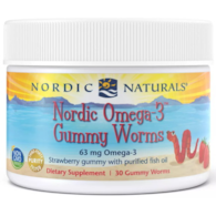 NORDIC NATURALS Nordic Omega-3 Gummy Worms - Omega 3 - smak truskawkowy 63 mg (30 żelek)