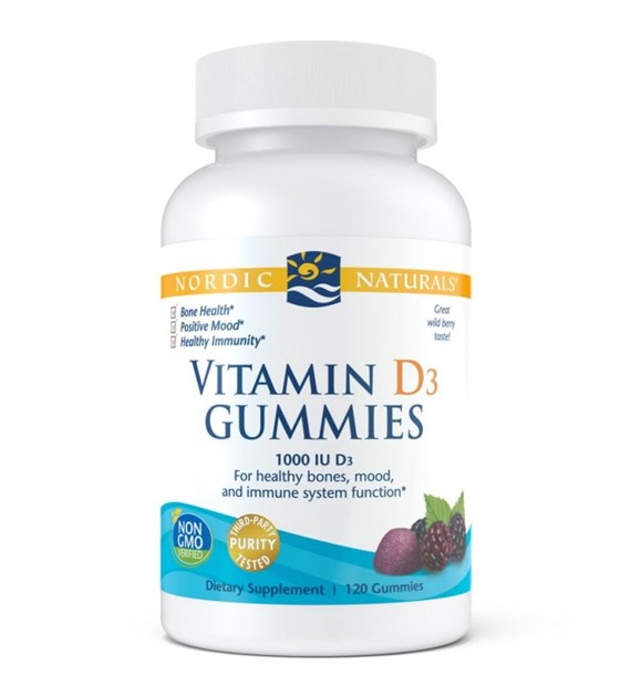 NORDIC NATURALS Vitamin D3 Gummies, 1000 IU Wild Berry (120 gummies)