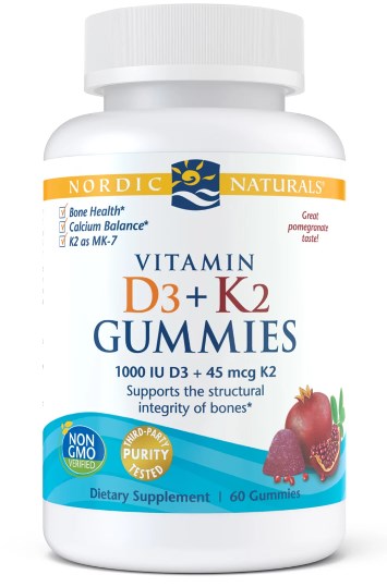 NORDIC NATURALS Vitamin D3 + K2 Gummies (60 żelek)