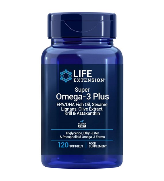 LIFE EXTENSION Super Omega-3 Plus EPA/DHA with Sesame Lignans, Olive Extract, Krill & Astaxanthin EU version (120 sgels)