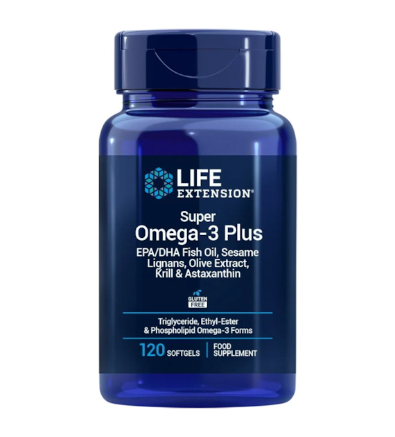 LIFE EXTENSION Super Omega-3 Plus EPA/DHA z Lignanami Sezamowymi, Ekstraktem z Oliwek, Olejem z Kryla i Astaksantyną EU  (120 kaps.)
