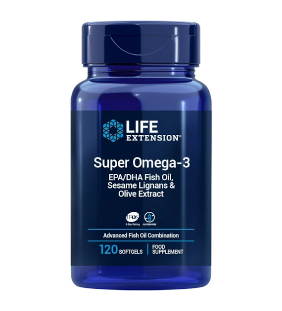 LIFE EXTENSION Super Omega-3 EPA/DHA z Lignanami Sezamowymi i Ekstraktem z Oliwek EU (120 kaps.)
