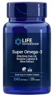 LIFE EXTENSION Super Omega-3 EPA/DHA Fish Oil, Sesame Ligans & Olive Extract (60 kaps.)