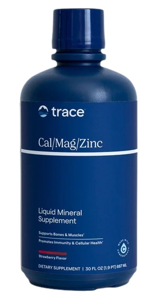 TRACE MINERALS Liquid Cal/Mag/Zinc - smak truskawkowy (946 ml)