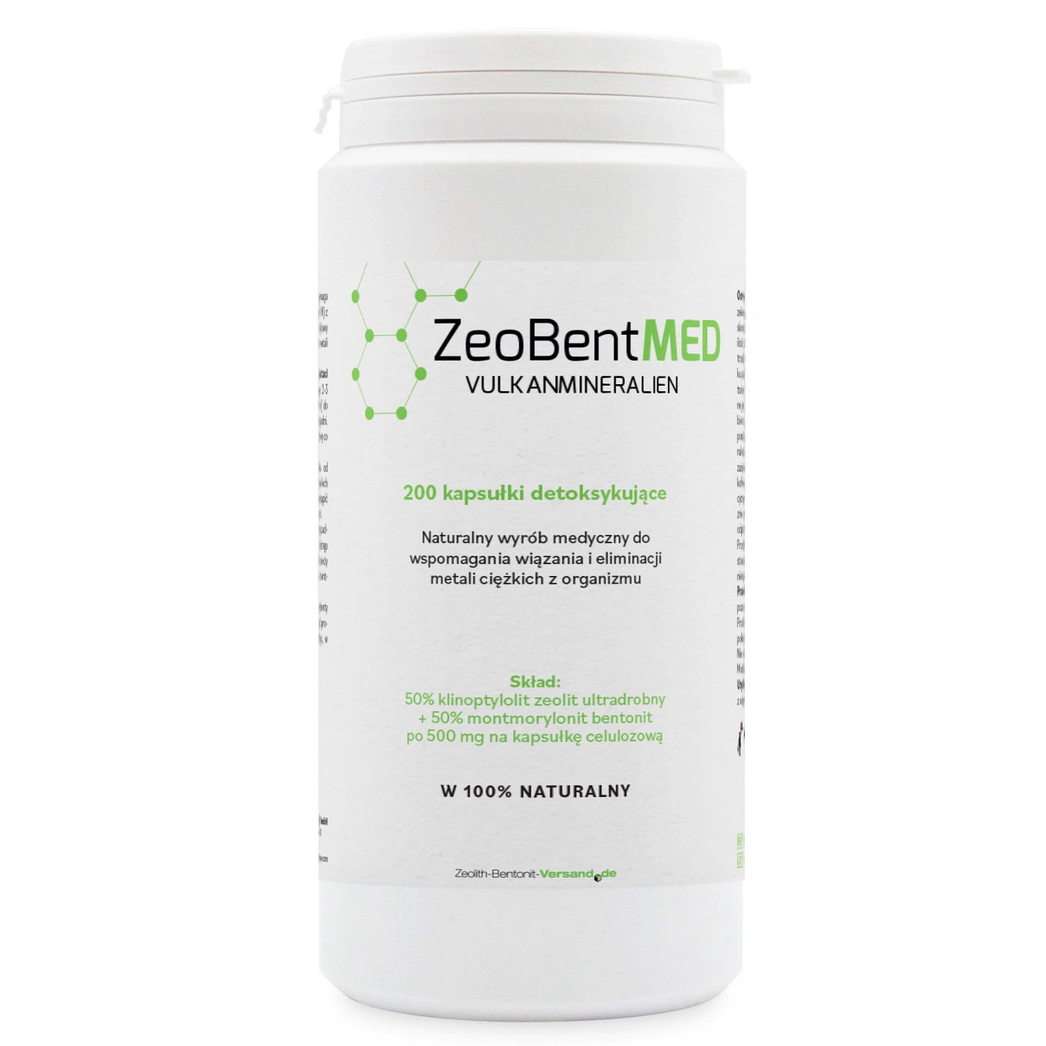 ZeoBent MED Mikronizowany Zeolit i Bentonit Detox (200 kaps)
