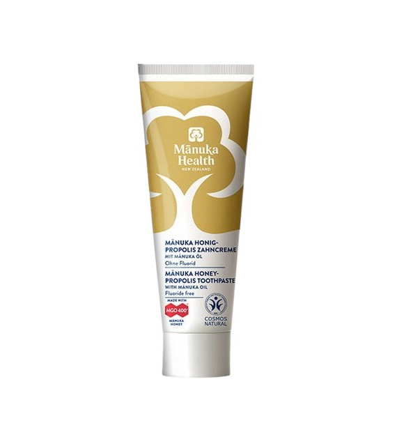 MANUKA HEALTH Pasta do zębów z Miodem Manuka MGO 400+ z Propolisem i Olejkiem Manuka, bez fluoru (75 ml)