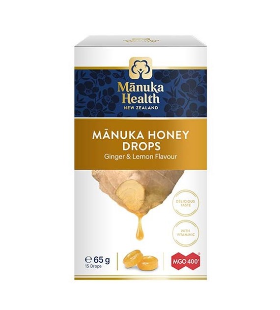 MANUKA HEALTH Candies with Manuka Honey MGO™ 400+ and vitamin C, ginger and lemon flavor (65 g)